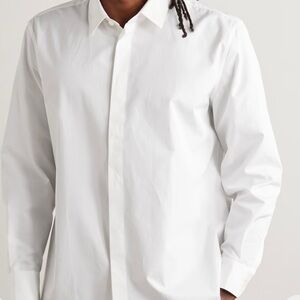 Yves Saint Laurent White Embroidered Logo Men's Dress Shirt